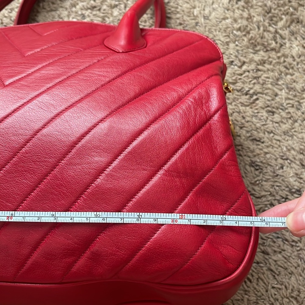 Chanel Red Lambskin Chevron Bag - Picture 16 of 17